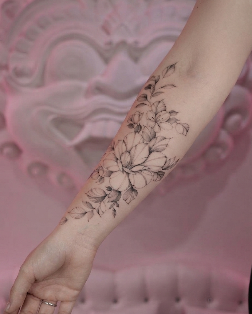 Floral tattoo in Canggu Bali